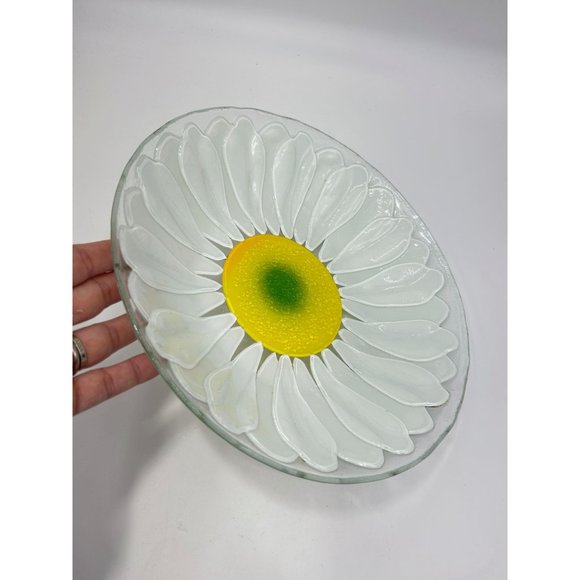 Art Glass Plate Villeroy & Boch Wonderful World Fusing Bowl Daisy White Yellow - Picture 5 of 7